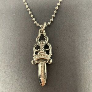 Authentic Chrome Hearts Dagger Pendant Necklace Sterling Silver